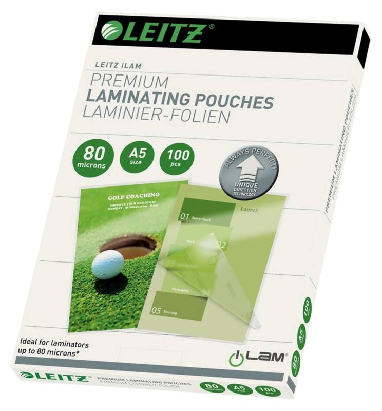 Leitz iLAM Premium Laminierfolien A5 Glänzend 80 Mikron (2 x 80) Transparent 100 Stück