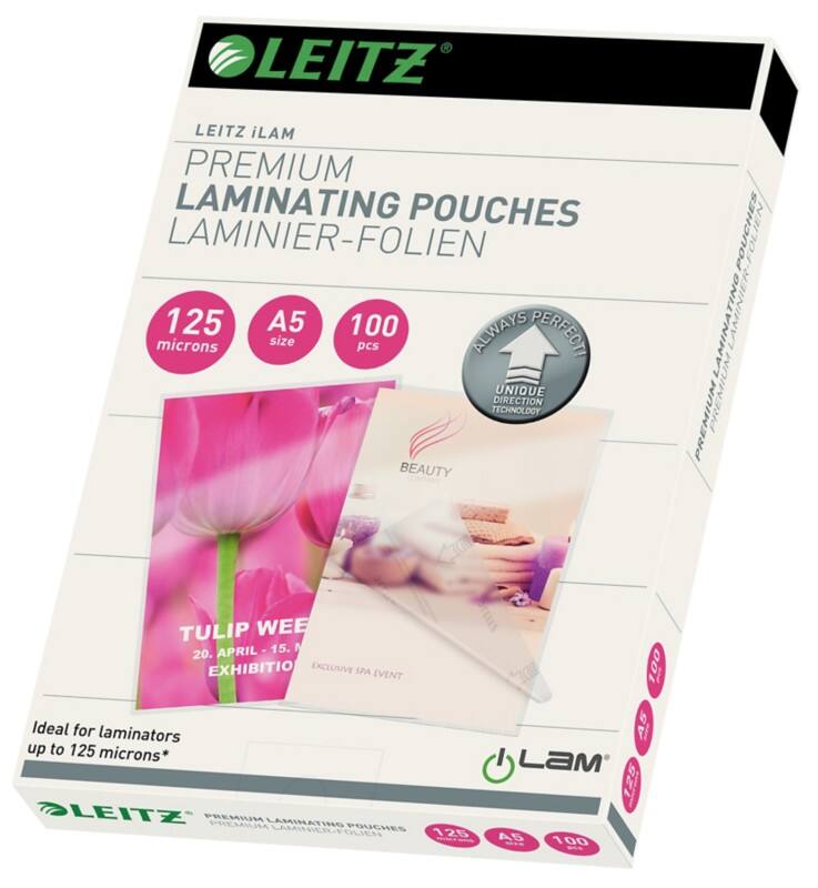 Leitz iLAM Premium Laminierfolien A5 Glänzend 125 Mikron (2 x 125) Transparent 100 Stück
