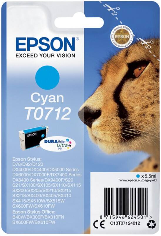 Epson T0712 Original Tintenpatrone C13T07124012 Cyan