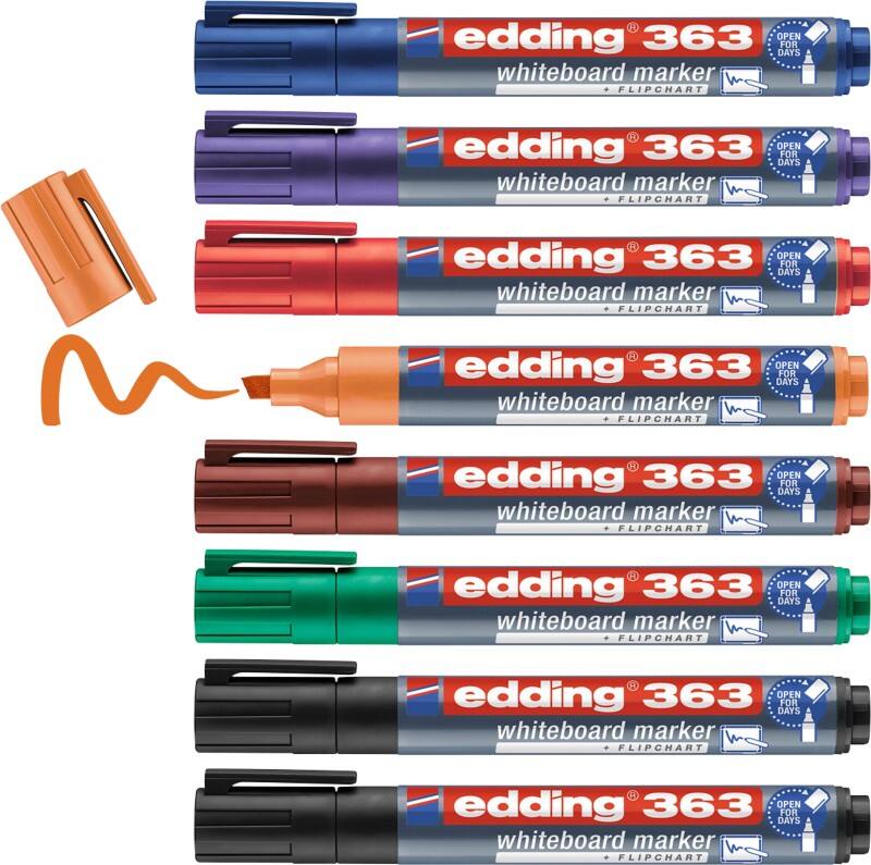 edding 363 Whiteboard-Marker Färbig sortiert Breit Keilspitze 1 - 5 mm 8 Stück