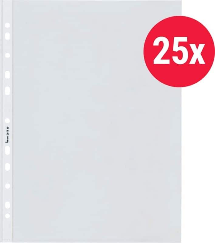 Bene Prospekthüllen A4 Glasklar Transparent 60 Mikron PP (Polypropylen) Öffnung oben 11 Löcher 25 Stück