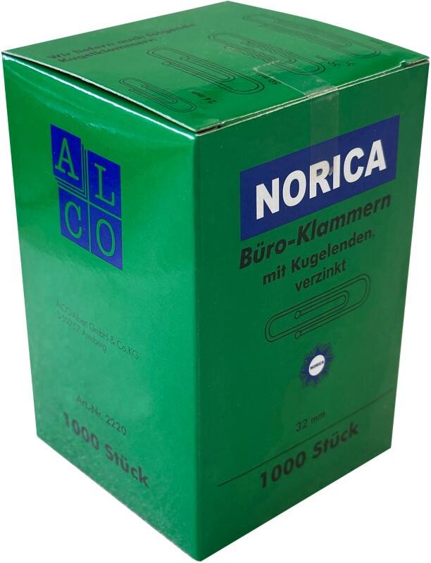 NORICA Büroklammern Silber 3,2 cm 1000 Stück