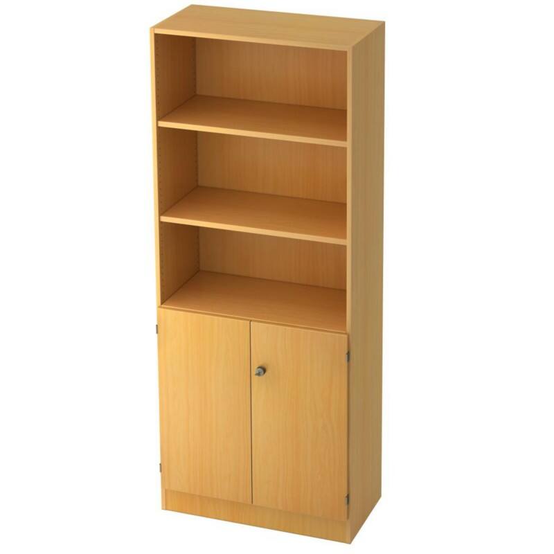 Hammerbacher Melaminharzbeschichtete Spanplatte Schrank 2 Fachböden 800 x 420 x 2.004 mm Braun Buche