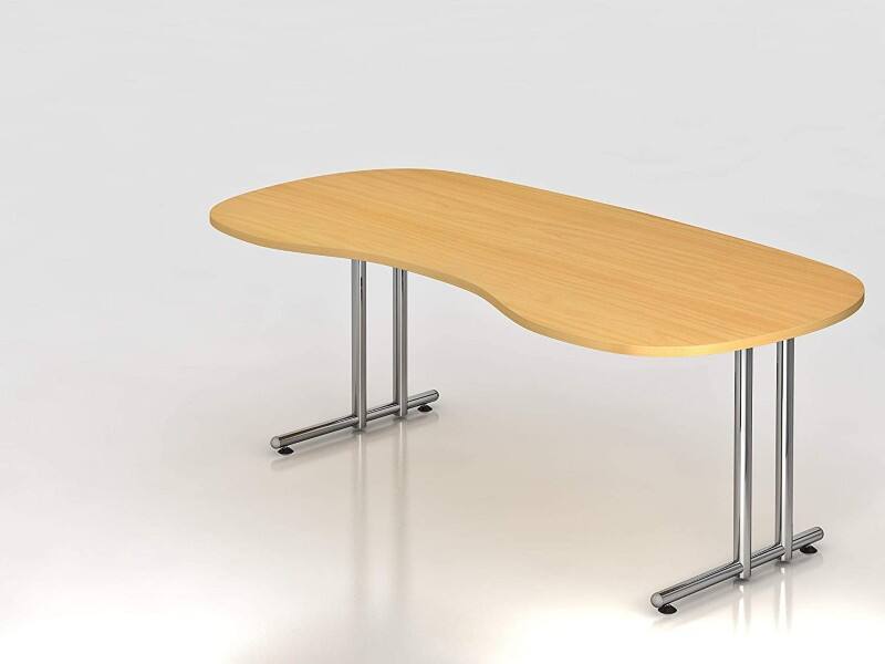 Hammerbacher Schreibtisch Matrix Nierenform Buche-Nachbildung 200 x 100 cm
