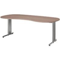 Hammerbacher Schreibtisch Matrix Nierenform Nussbaum-Nachbildung 200 x 100 x 68 x 76 cm