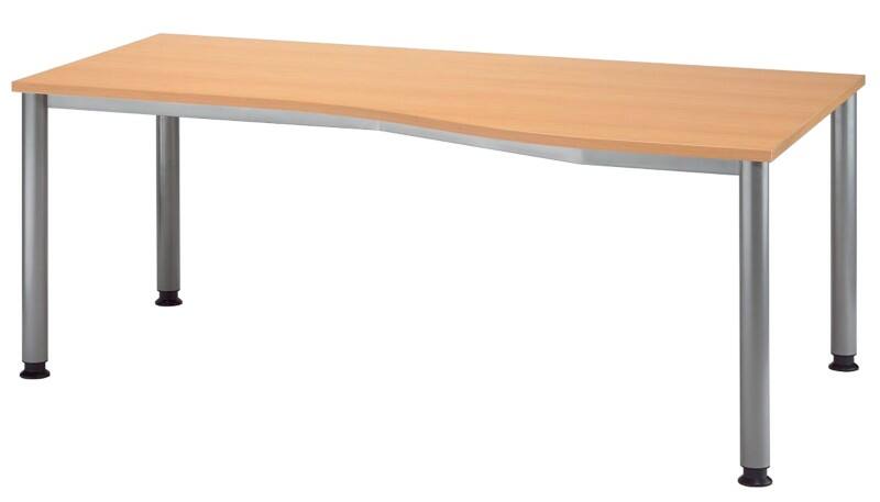 Hammerbacher Matrix Schreibtisch Freiform Buche 4 Füße 1.800 (B) x 1.000 (T) x 760 (H) mm Aluminium, Holz, Kunststoff, Spanplatte