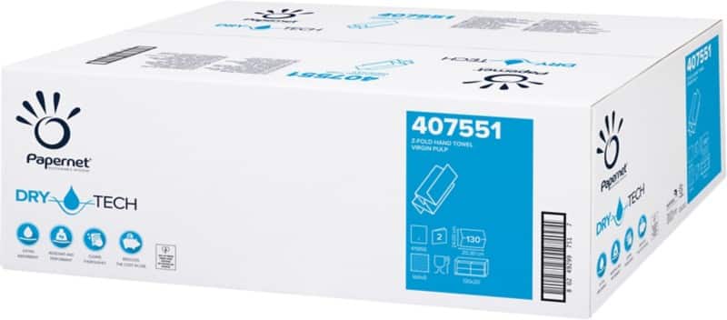 Papernet DryTech Papierhandtücher Z-falz Weiß 2-lagig 407551 20 Stück à 130 Blatt