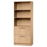 Hammerbacher Aluminium, Holz, Kunststoff, Spanplatte Anbauregal 2 Fachböden 800 x 420 x 2.204 mm Braun Buche