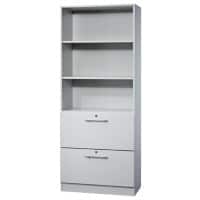 Hammerbacher Melaminharzbeschichtete Spanplatte Regal 2 Fachböden 800 x 420 x 2.004 mm Grau