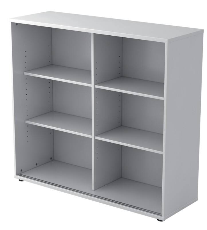 Hammerbacher Schiebetürenschrank Melaminharzbeschichtete Spanplatte 2 Fachböden 1.200 x 400 x 1.100 mm Grau