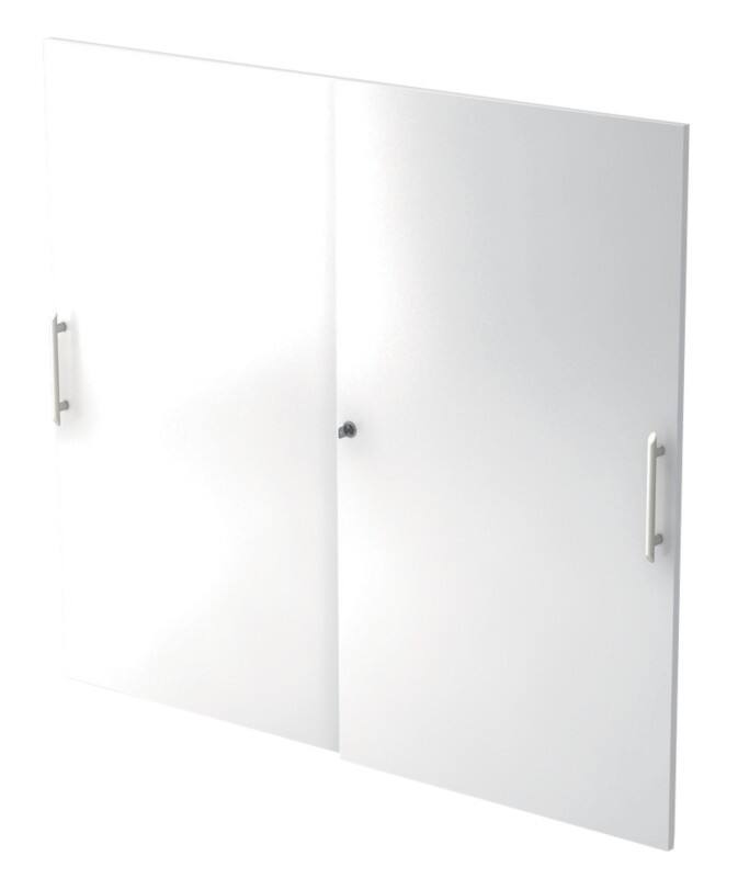 Hammerbacher Türen Melaminharzbeschichtete Spanplatte 2 Fachböden abschließbar 1.200 x 400 x 1.100 mm Silber 2 Stück