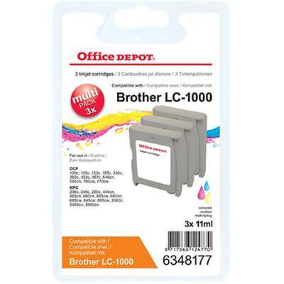 Kompatible Office Depot Brother LC1000 Tintenpatrone 3 Farbig 3 Stück