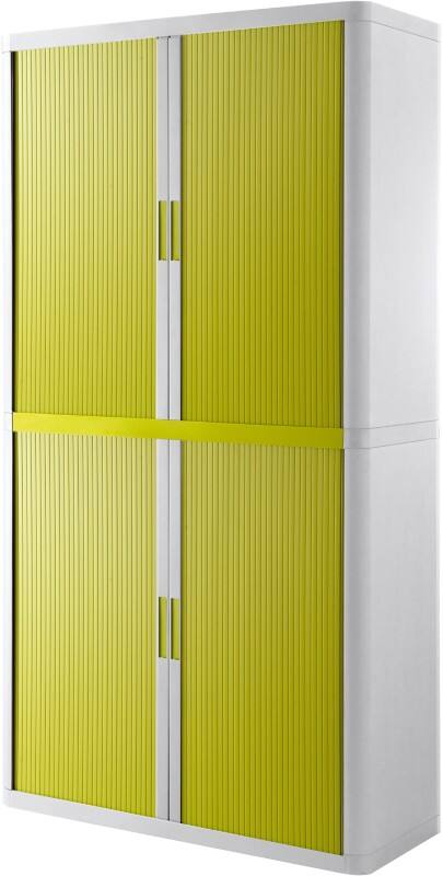 Paperflow Rollcontainer-Schrank Metall, PP (Polpypropylen), PS (Polystyrol) 4 Fachböden abschließbar 1.100 x 415 x 2.040 mm Grün, Weiß