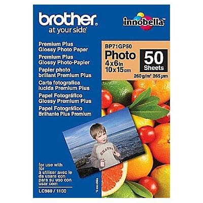 Brother Fotopapier BP71GP50 DIN A6 190 g/m² Weiß