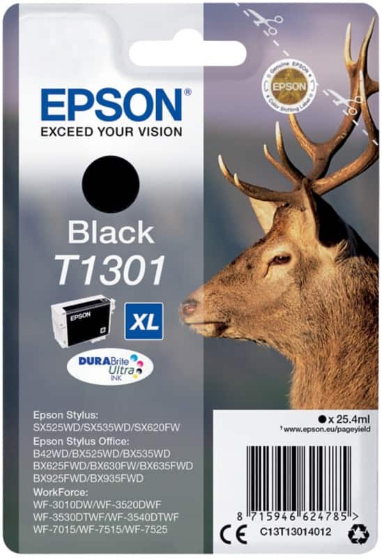 Epson T1301 Original Tintenpatrone C13T13014012 Schwarz