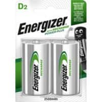 Energizer D Wiederaufladbare Batterien Power Plus HR20 2500 mAh NiMH 1,2 V 2 Stück