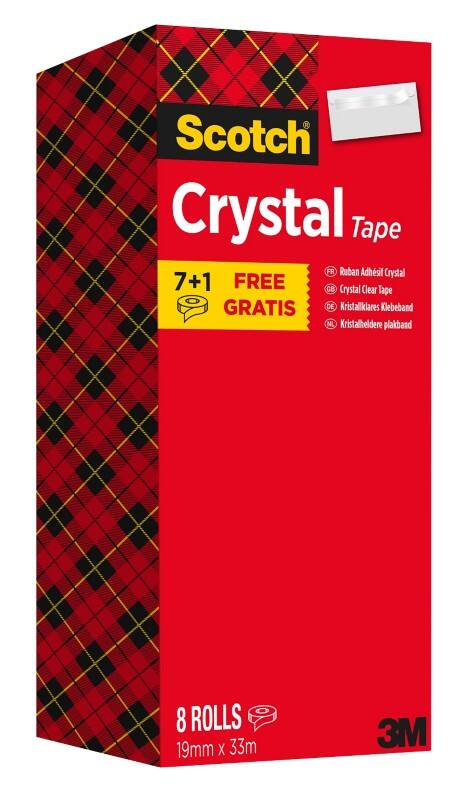 Scotch Klebeband Scotch Crystal Clear 600 Transparent 19 mm (B) x 33 m (L) PP (Polyproplylen) Niedrige Lautstärke  8 Rollen