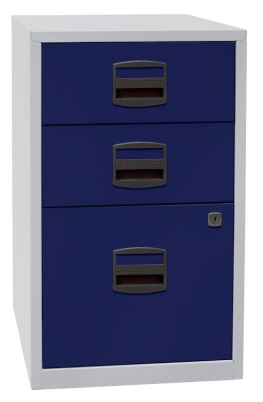 Bisley Home Beistellschrank 3 Schubladen Lichtgrau, Oxfordblau 413 x 400 x 672 mm