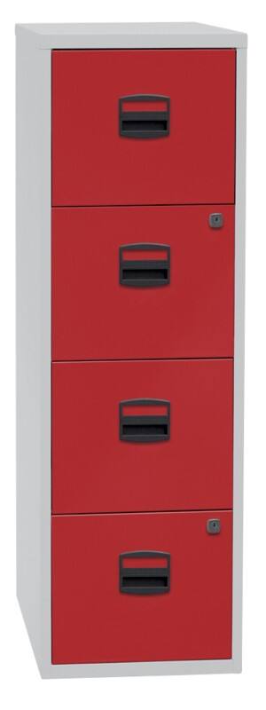 Bisley Home Hängeregistraturschrank Lichtgrau, Kardinalrot 413 x 400 x 1.321 mm