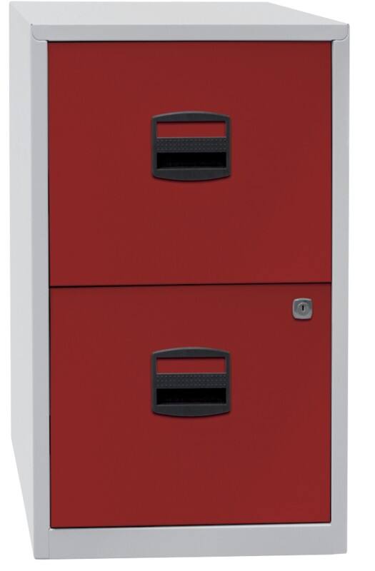 Bisley Home Hängeregistraturschrank Lichtgrau, Kardinalrot 413 x 400 x 672 mm