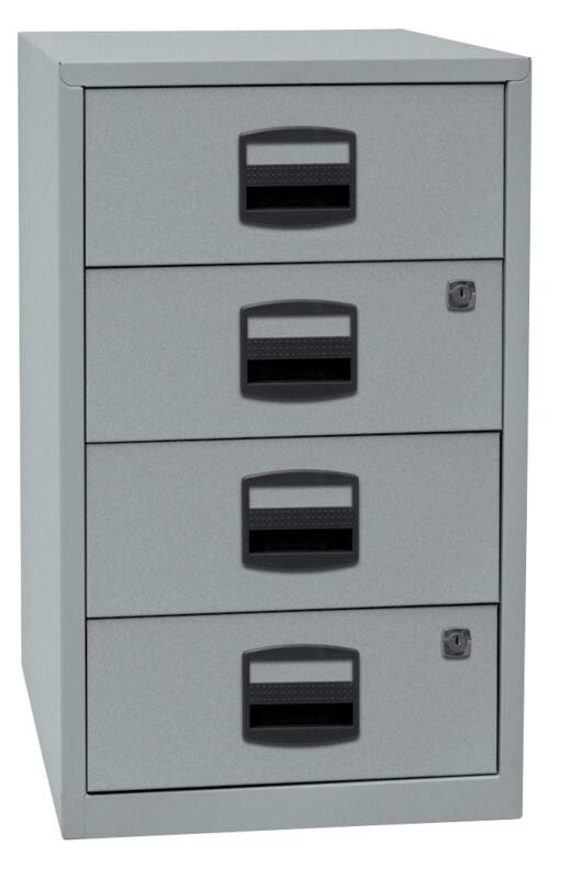 Bisley Home Beistellschrank 4 Schubladen Silber 413 x 400 x 672 mm
