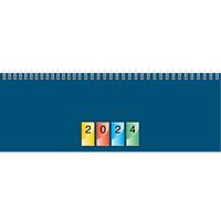 BRUNNEN Tischkalender 2025 1 Woche / 2 Seiten Deutsch, Englisch, Französisch, Italienisch 29,7 (B) x 10 (H) cm Blau