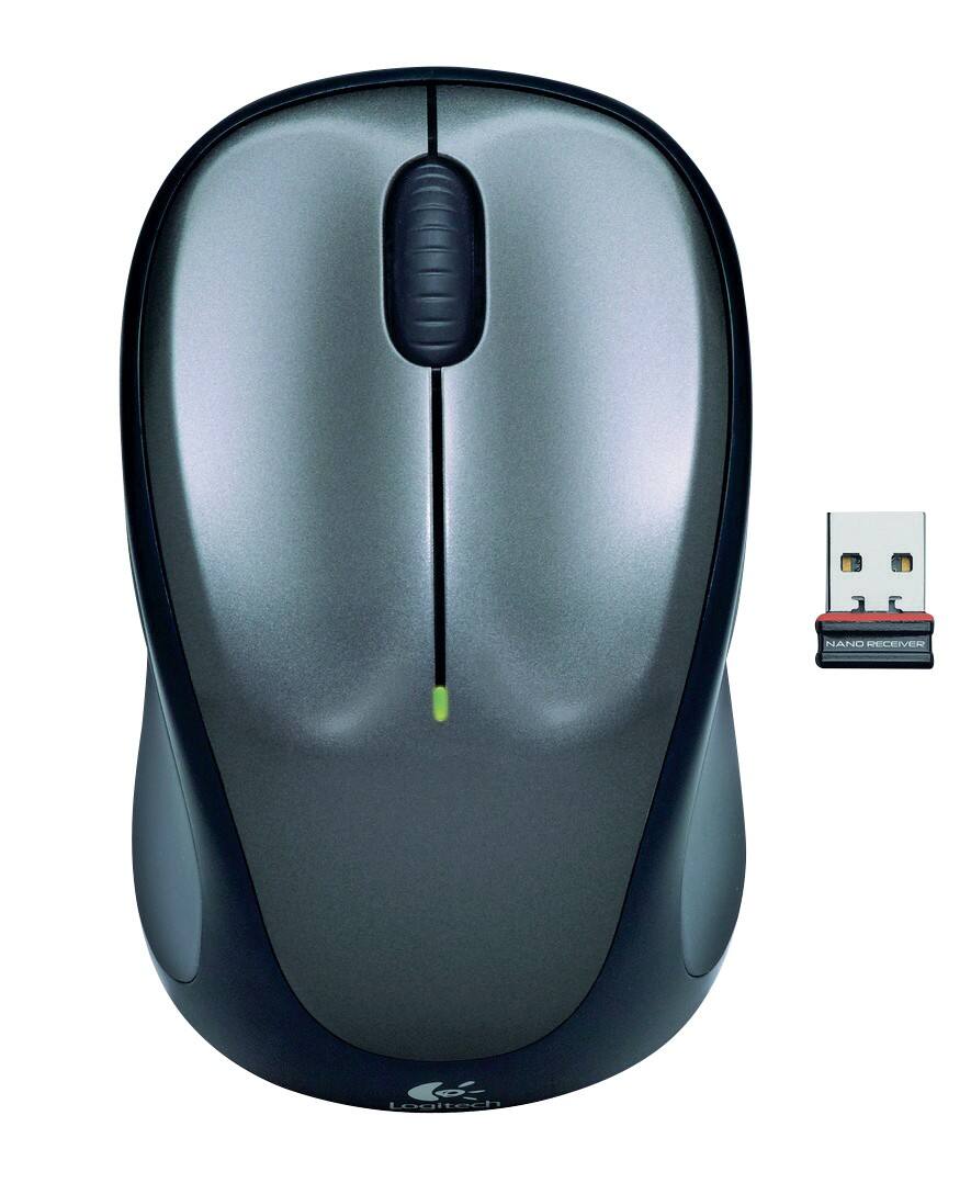 Logitech Kabellose Ergonomische Optische Optische Maus M235 Für Rechts- und Linkshänder Mit USB-A Nano Receiver Grau, Schwarz