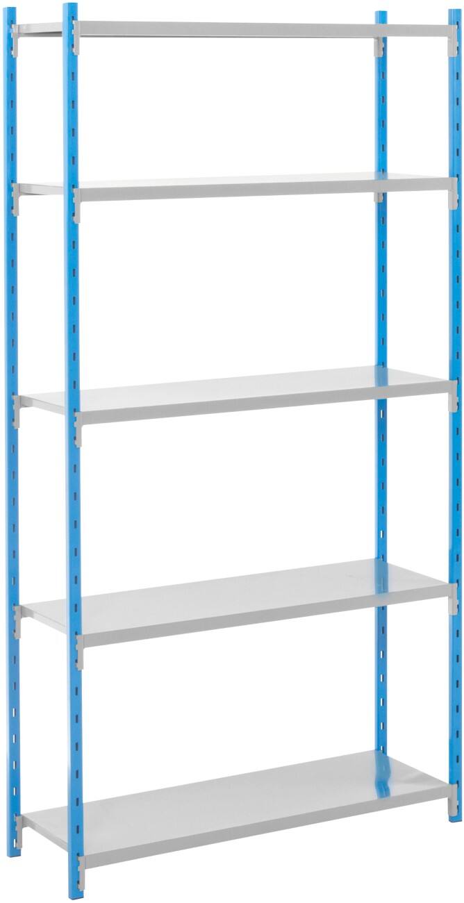 MANORGA Workshop Grundregal lackierter Stahl 1.000 x 600 x 2.000 mm Blau, Hellgrau