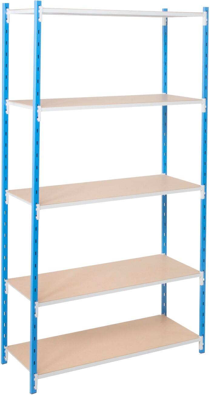 ARNO SPACE Workshop Grundregal 5 Fachböden Stahlrohr 1.250 x 800 x 2.000 mm Blau, Hellgrau