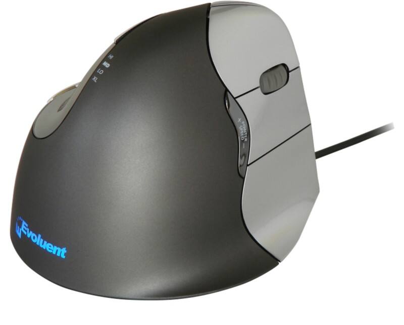 BakkerElkhuizen Kabelgebundene Ergonomische Vertical Optische Maus Evoluent4 Für Rechtshänder 2,15 m USB-A Kabel Schwarz, Grau