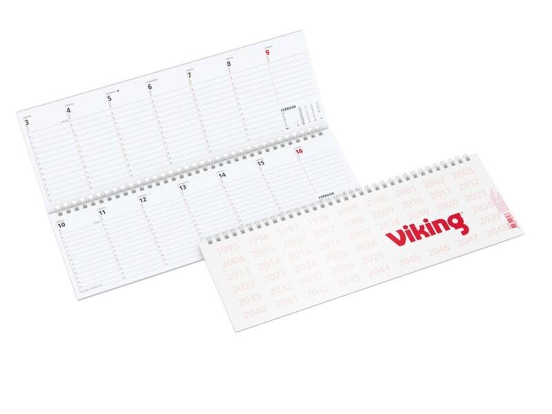 Viking Schreibtisch-Kalender 2026 1 Woche / 1 Seite Deutsch 30,4 (B) x 10,5 (H) cm Weiß
