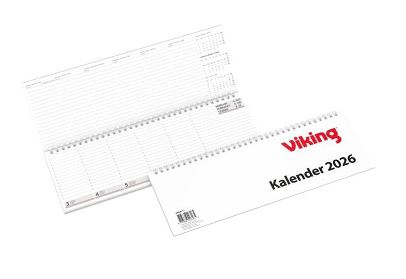 Viking Schreibtisch-Kalender 2026 1 Woche / 2 Seiten Deutsch, Englisch, Französisch 30,4 (B) x 10,5 (H) cm Weiß