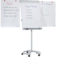 FRANKEN PRO Magnetisches Flipchart FC81 Mit Seitenarmen Höhenverstellbar 67 x 95 cm Mit 5 Rollen und Stiftablage Hellgrau