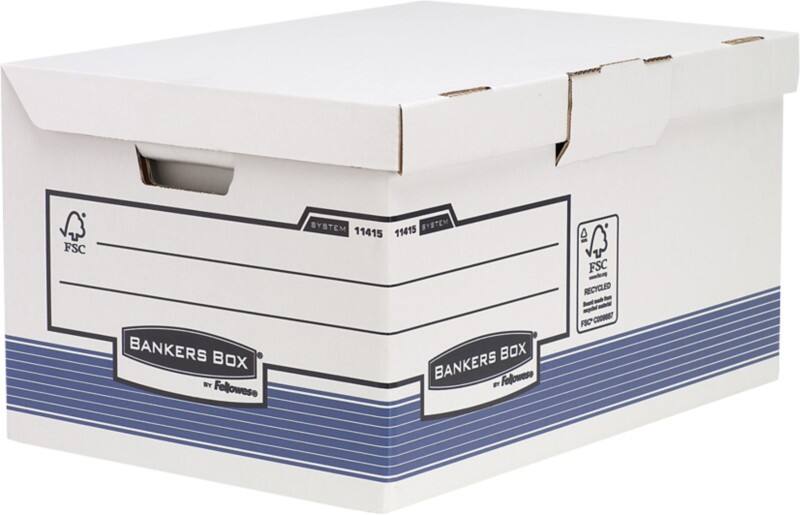 Bankers Box System Pappkarton Archivbox Blau, Weiß 10 Stück