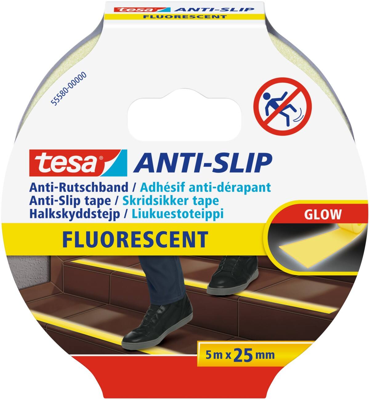 tesa Anti-Rutsch-Band Fluoreszierend 25mm x 5m Gelb