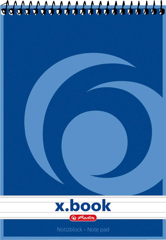Herlitz A5 Spiralbindung mit blauem Kartonumschlag Notizblock Liniert 50 Blatt