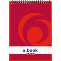 Herlitz A6 Spiralbindung mit rotem Kartonumschlag Notizblock Kariert 40 Blatt