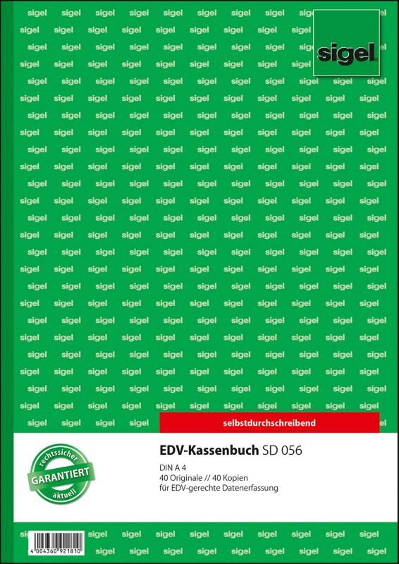 Sigel Kassenbuch, EDV / SD056, weiß gelb, SD, A4 hoch, Inh. 2 x 40 Blatt