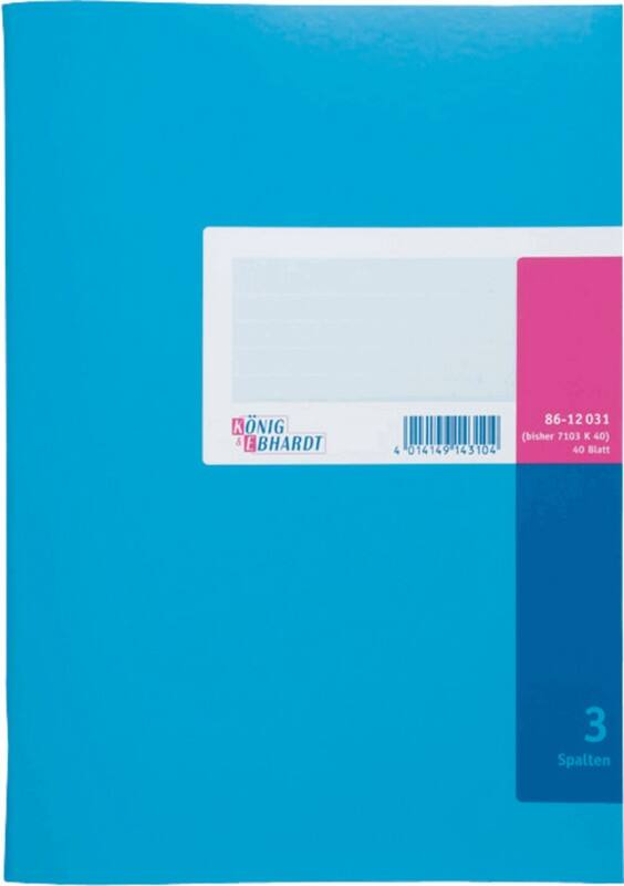 K+E Spaltenbücher /8612031-7103K40, blau, 3 Spalten, DIN A4, Inh.40 Blatt
