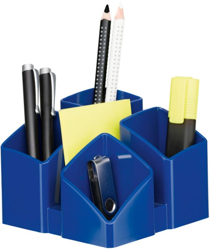 Han Stifteköcher Scala 1745-14, blau, 125x100x125 mm, 4 Fächer inkl. Kartenständer