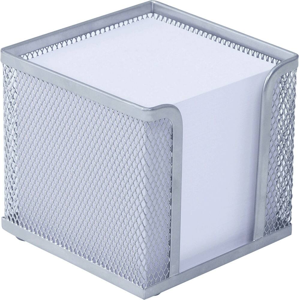 Wedo Zettelbox Mesh/65754, silber, Zettelbox inkl. Papier, 100 x 100 x 100 mm