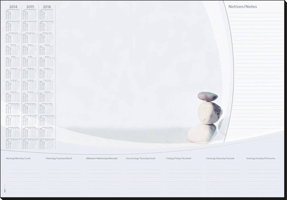 Sigel Schreibunterlage HO370, Harmony, 595x410 mm, 3-Jahres-Kalendarium und Wochenplan, 80 g/m², Inh. 30 Blatt