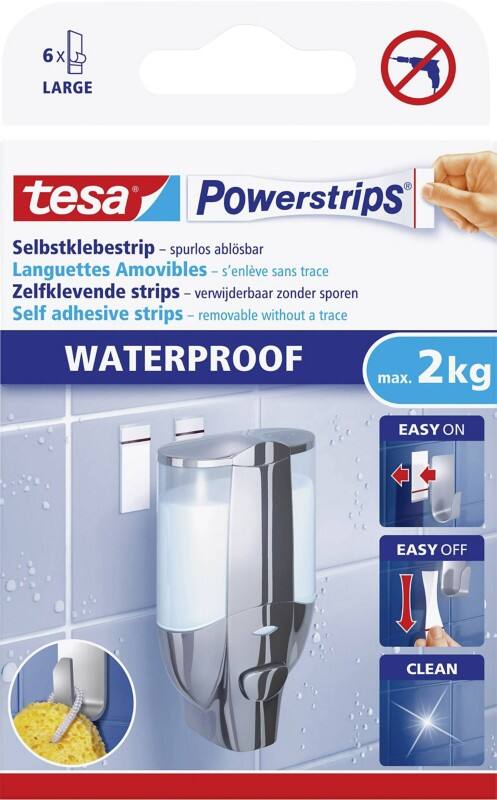 tesa Klebestreifen Powerstrips Waterproof Weiß 20 (B) mm Kunststoff  6 Stück