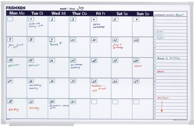 Franken X-tra! Line Plantafel Magnetisch Wandmontage 90 (B) x 60 (H) cm Kunststoff, Stahl Weiß