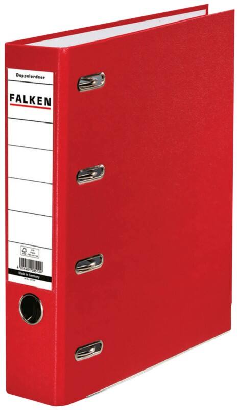 Falken Breit Doppelordner A5 70 mm Rot 4 Ringe S70 Pappkarton, PP (Polypropylen) Querformat