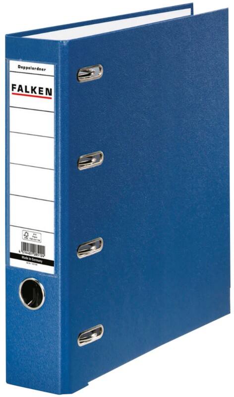 Falken Doppelordner Breit A5 70 mm Blau 4 Ringe S70 Pappkarton, PP (Polypropylen) Querformat