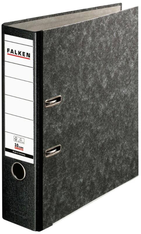 Falken Ordner Breit A4 80 mm Schwarz 2 Ringe 11286523 Pappkarton Wolkenmarmor