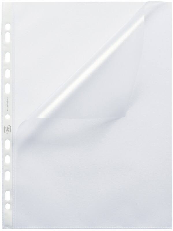 OXFORD Prospekthüllen A4 Genarbt Transparent 120 Mikron PP (Polypropylen) Öffnung oben und links 11 Löcher 71412FL 100 Stück