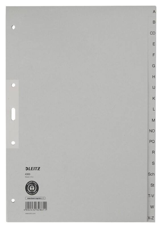 Leitz A - Z Alphabetische Register A4 Grau 20-teilig 100 g/m² Pappkarton 4 Löcher 4300