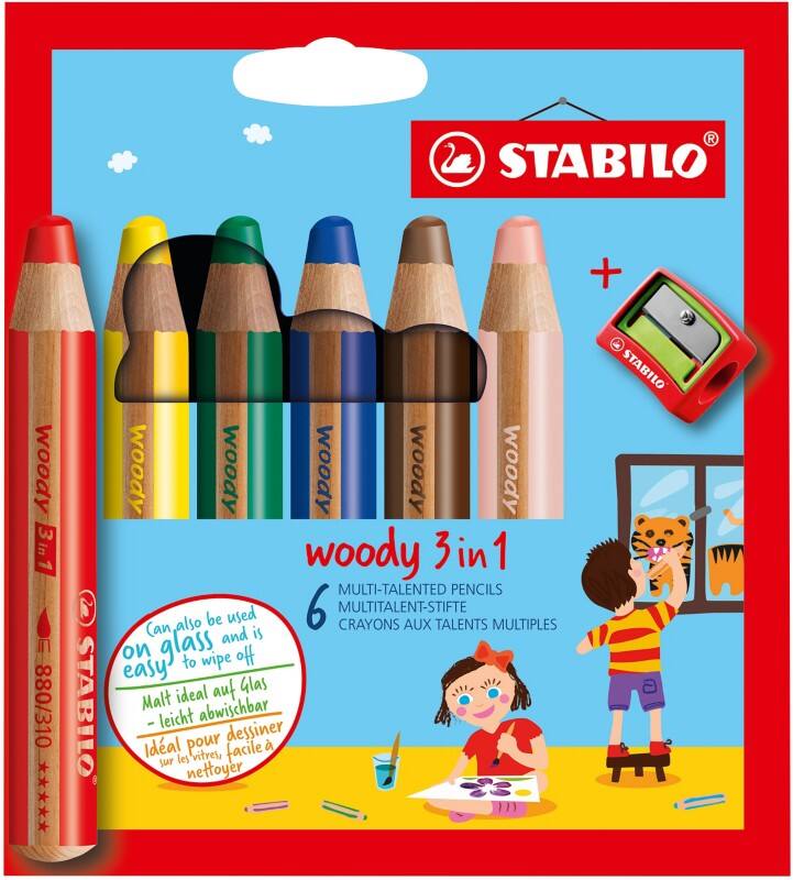 STABILO woody 3 in 1 Buntstifte Färbig sortiert 8806-2 6 Stück